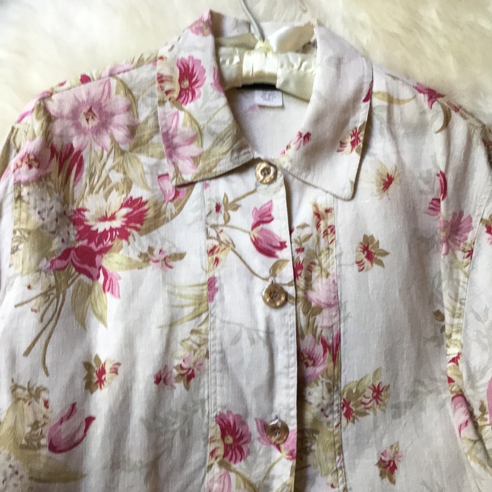 Linen Floral Poet’s Shirt Jacket - Picture 3 of 10